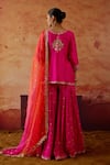 Shop_Vinita Bhansali_Pink , Organza Embroidery, Sequins, Gota Falguni Kurta Sharara Set _at_Aza_Fashions
