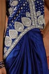 Buy_Vinita Bhansali_Blue Silk Embroidery, Stones V-neck Samara Waistcoat And Draped Skirt Set _Online_at_Aza_Fashions