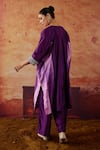 Shop_Vinita Bhansali_Purple Silk Beads, Sequins, Metallic Naaznin Embroidered Kaftan And Pant Set _at_Aza_Fashions