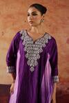 Buy_Vinita Bhansali_Purple Silk Beads, Sequins, Metallic Naaznin Embroidered Kaftan And Pant Set _Online_at_Aza_Fashions