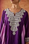Vinita Bhansali_Purple Silk Beads, Sequins, Metallic Naaznin Embroidered Kaftan And Pant Set _at_Aza_Fashions