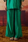 Vinita Bhansali_Green Silk Embroidery V-neck Kurta With Pant _Online_at_Aza_Fashions