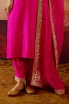 Vinita Bhansali_Pink , Organza Embroidery, Sequins, Mirrors, Zari, Raagini Kurta Set _Online_at_Aza_Fashions