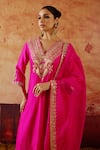 Buy_Vinita Bhansali_Pink , Organza Embroidery, Sequins, Mirrors, Zari, Raagini Kurta Set _Online_at_Aza_Fashions