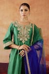 Vinita Bhansali Green , Organza Embroidery, Sequins, Gota Patti Pankhuri Kurta Set Online at Aza Fashions Vinita Bhansali_Green , Organza Embroidery, Sequins, Gota Patti Pankhuri Kurta Set _Online_at_Aza_Fashions