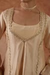 Buy_Vinita Bhansali_Ivory Silk, Crepe Embroidery, Sequins Plunge Neck, Arisa Kurta Gharara Set _Online_at_Aza_Fashions
