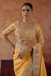 Buy_Vinita Bhansali_Yellow Silk Zari, Stones, Sequins, Embroidery Square Mira Saree With Blouse _Online_at_Aza_Fashions
