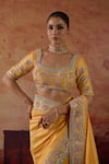 Vinita Bhansali_Yellow Silk Zari, Stones, Sequins, Embroidery Square Mira Saree With Blouse _at_Aza_Fashions