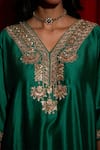 Vinita Bhansali Green Silk Beads, Sequins, Zari Haryali Banni Embroidered Kaftan And Pant Set at Aza Fashions Vinita Bhansali_Green Silk Beads, Sequins, Zari Haryali Banni Embroidered Kaftan And Pant Set _at_Aza_Fashions