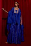 Buy Vinita Bhansali Blue Silk Gota Patti Open , Round Asma Embroidered Cape Sharara Set at Aza Fashions Buy_Vinita Bhansali_Blue Silk Gota Patti Open , Round Asma Embroidered Cape Sharara Set _at_Aza_Fashions