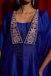 Buy Vinita Bhansali Blue Silk Gota Patti Open , Round Asma Embroidered Cape Sharara Set Buy_Vinita Bhansali_Blue Silk Gota Patti Open , Round Asma Embroidered Cape Sharara Set