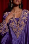 Vinita Bhansali Purple Silk V-, Square Aafsa Embroidered Cape Sharara Set at Aza Fashions Vinita Bhansali_Purple Silk V-, Square Aafsa Embroidered Cape Sharara Set _at_Aza_Fashions