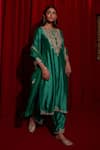 Shop Vinita Bhansali Green , Organza Embroidery, Sequins, Pearls, Metallic Hiral Kurta Set Online at Aza Fashions Shop_Vinita Bhansali_Green , Organza Embroidery, Sequins, Pearls, Metallic Hiral Kurta Set _Online_at_Aza_Fashions