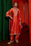Buy Vinita Bhansali Orange , Organza Embroidery, Sequins, Zari V-neck Saanjh Kurta Set at Aza Fashions Buy_Vinita Bhansali_Orange , Organza Embroidery, Sequins, Zari V-neck Saanjh Kurta Set _at_Aza_Fashions