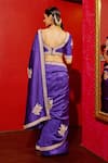 Shop_Vinita Bhansali_Purple Silk Embroidery, Metallic Thread, Zari Leaf Anusha Saree With Blouse _at_Aza_Fashions