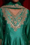 Shop_Vinita Bhansali_Green , Organza Embroidery, Sequins, Pankhuri Short Anarkali Set _Online_at_Aza_Fashions