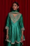 Vinita Bhansali_Green , Organza Embroidery, Sequins, Pankhuri Short Anarkali Set _at_Aza_Fashions
