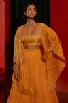 Vinita Bhansali Yellow , Organza Embroidery, Sequins, Stones Aarna Hand Cape Skirt Set Online at Aza Fashions Vinita Bhansali_Yellow , Organza Embroidery, Sequins, Stones Aarna Hand Cape Skirt Set _Online_at_Aza_Fashions