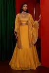 Buy Vinita Bhansali Yellow , Organza Embroidery, Sequins, Stones Aarna Hand Cape Skirt Set at Aza Fashions Buy_Vinita Bhansali_Yellow , Organza Embroidery, Sequins, Stones Aarna Hand Cape Skirt Set _at_Aza_Fashions
