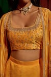 Buy Vinita Bhansali Yellow , Organza Embroidery, Sequins, Stones Aarna Hand Cape Skirt Set Buy_Vinita Bhansali_Yellow , Organza Embroidery, Sequins, Stones Aarna Hand Cape Skirt Set