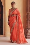 Buy Vinita Bhansali Orange Silk Embroidery, Zari Sweetheart Suraj Mookhi Pure Saree And Blouse Set at Aza Fashions Buy_Vinita Bhansali_Orange Silk Embroidery, Zari Sweetheart Suraj Mookhi Pure Saree And Blouse Set _at_Aza_Fashions