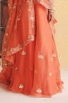 Vinita Bhansali_Orange , Organza Sequins, Embroidery, Suraj Kamal Kurta Lehenga Set _Online_at_Aza_Fashions