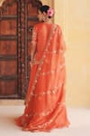 Shop_Vinita Bhansali_Orange , Organza Sequins, Embroidery, Suraj Kamal Kurta Lehenga Set _at_Aza_Fashions