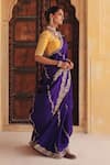 Buy_Vinita Bhansali_Mustard Silk Embroidery, Metallic Thread, Zari Parinaaz Hand Saree With Blouse _Online_at_Aza_Fashions