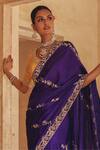 Buy_Vinita Bhansali_Mustard Silk Embroidery, Metallic Thread, Zari Parinaaz Hand Saree With Blouse 