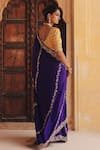 Shop_Vinita Bhansali_Mustard Silk Embroidery, Metallic Thread, Zari Parinaaz Hand Saree With Blouse _at_Aza_Fashions
