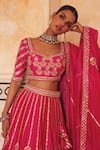 Shop Vinita Bhansali Pink Silk Embroidery, Sequins, Zari, Tassels Avni Hand Striped Lehenga Set Online at Aza Fashions Shop_Vinita Bhansali_Pink Silk Embroidery, Sequins, Zari, Tassels Avni Hand Striped Lehenga Set _Online_at_Aza_Fashions