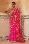 Vinita Bhansali Pink Silk Embroidery, Sequins, Zari Sweetheart Neck Falguni Saree With Blouse Online at Aza Fashions Vinita Bhansali_Pink Silk Embroidery, Sequins, Zari Sweetheart Neck Falguni Saree With Blouse _Online_at_Aza_Fashions