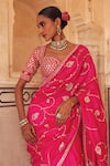 Vinita Bhansali Pink Silk Embroidery, Sequins, Zari Sweetheart Neck Falguni Saree With Blouse at Aza Fashions Vinita Bhansali_Pink Silk Embroidery, Sequins, Zari Sweetheart Neck Falguni Saree With Blouse _at_Aza_Fashions
