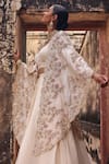 Shop_Vinita Bhansali_Ivory Crepe Open , Sweetheart Ambrai Hand Embroidered Cape Skirt Set _Online_at_Aza_Fashions
