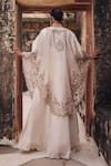 Shop_Vinita Bhansali_Ivory Crepe Open , Sweetheart Ambrai Hand Embroidered Cape Skirt Set _at_Aza_Fashions