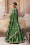 Shop_Vinita Bhansali_Green Silk Embroidery, Sequins, Mirrors, Metallic Damini Hand Kurta Lehenga Set _at_Aza_Fashions