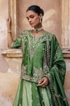 Buy_Vinita Bhansali_Green Silk Embroidery, Sequins, Mirrors, Metallic Damini Hand Kurta Lehenga Set _Online_at_Aza_Fashions