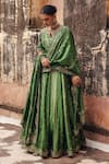 Vinita Bhansali_Green Silk Embroidery, Sequins, Mirrors, Metallic Damini Hand Kurta Lehenga Set _at_Aza_Fashions