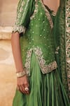 Vinita Bhansali_Green Organza, Embroidery, Sequins, Zari Hiral Hand Kurta Lehenga Set _Online_at_Aza_Fashions