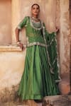 Vinita Bhansali_Green Organza, Embroidery, Sequins, Zari Hiral Hand Kurta Lehenga Set _at_Aza_Fashions
