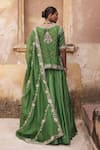 Shop_Vinita Bhansali_Green Organza, Embroidery, Sequins, Zari Hiral Hand Kurta Lehenga Set _at_Aza_Fashions