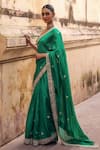 Vinita Bhansali Green Silk Embroidery, Sequins, Stones, Zari Hiral Saree With Blouse Online at Aza Fashions Vinita Bhansali_Green Silk Embroidery, Sequins, Stones, Zari Hiral Saree With Blouse _Online_at_Aza_Fashions