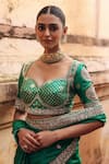 Shop Vinita Bhansali Green Silk Embroidery, Sequins, Stones, Zari Hiral Saree With Blouse Online at Aza Fashions Shop_Vinita Bhansali_Green Silk Embroidery, Sequins, Stones, Zari Hiral Saree With Blouse _Online_at_Aza_Fashions