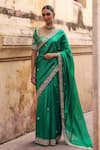 Vinita Bhansali Green Silk Embroidery, Sequins, Stones, Zari Hiral Saree With Blouse at Aza Fashions Vinita Bhansali_Green Silk Embroidery, Sequins, Stones, Zari Hiral Saree With Blouse _at_Aza_Fashions