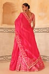 Shop_Vinita Bhansali_Pink Silk Embroidery, Sequins, Zari V-neck Gulbaag Hand Lehenga Set _at_Aza_Fashions