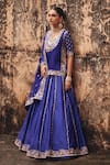 Buy Vinita Bhansali Blue , Organza Embroidery, Zari, Metallic Aavya Kurta Lehenga Set Buy_Vinita Bhansali_Blue , Organza Embroidery, Zari, Metallic Aavya Kurta Lehenga Set