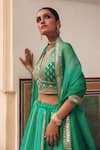 Buy Vinita Bhansali Emerald Green , Organza Sequins, Zari, Hiral Hand Lehenga Set Online at Aza Fashions Buy_Vinita Bhansali_Emerald Green , Organza Sequins, Zari, Hiral Hand Lehenga Set _Online_at_Aza_Fashions