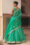 Shop Vinita Bhansali Emerald Green , Organza Sequins, Zari, Hiral Hand Lehenga Set at Aza Fashions Shop_Vinita Bhansali_Emerald Green , Organza Sequins, Zari, Hiral Hand Lehenga Set _at_Aza_Fashions