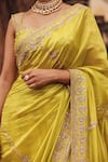 Vinita Bhansali Lime Silk Embroidery, Sequins, Zari Sweetheart Ravya Lehenga Saree And Blouse Set at Aza Fashions Vinita Bhansali_Lime Silk Embroidery, Sequins, Zari Sweetheart Ravya Lehenga Saree And Blouse Set _at_Aza_Fashions