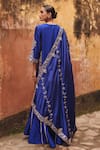 Shop Vinita Bhansali Blue Silk Embroidery, Zari, Sequins, Metallic Krisha Hand Kurta Sharara Set at Aza Fashions Shop_Vinita Bhansali_Blue Silk Embroidery, Zari, Sequins, Metallic Krisha Hand Kurta Sharara Set _at_Aza_Fashions